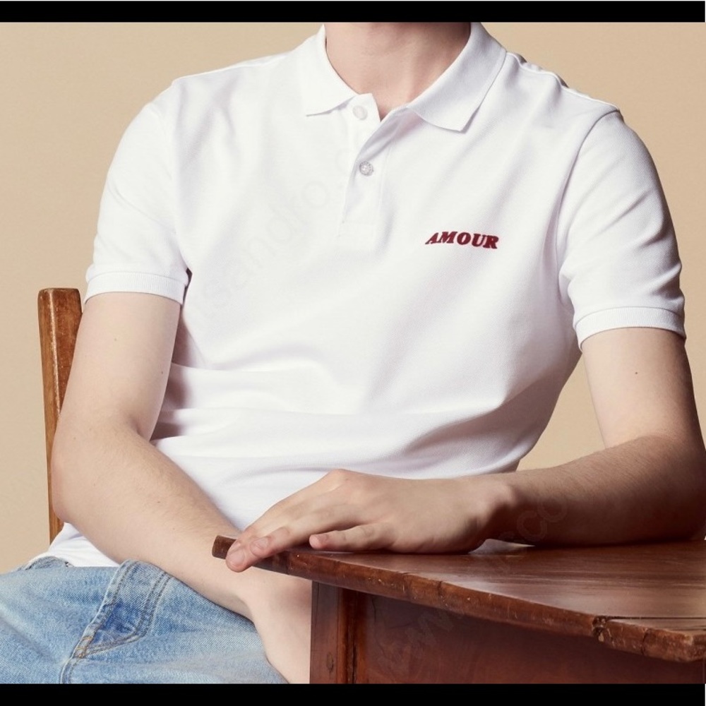 SANDRO PARIS MENS AMOUR WHITE POLO SHIRT NWT SZ M